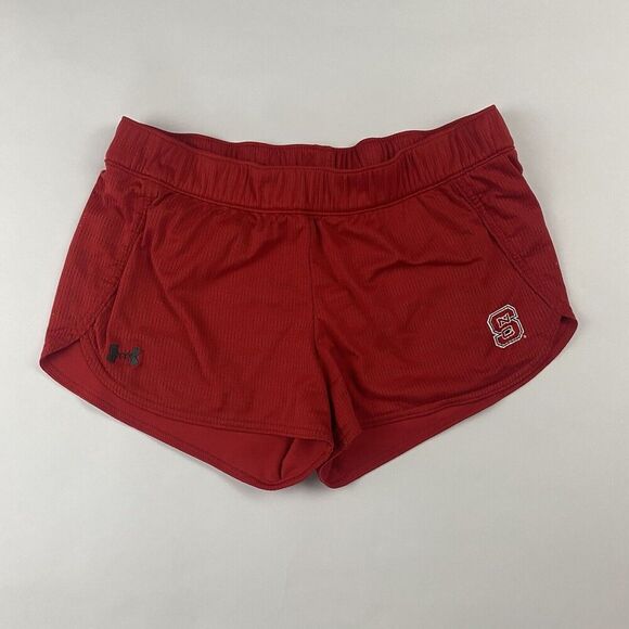 Under Armour Heat Gear Semi-Fitted NC State Wolfpack Red Active Shorts Size M - Picture 2 of 8